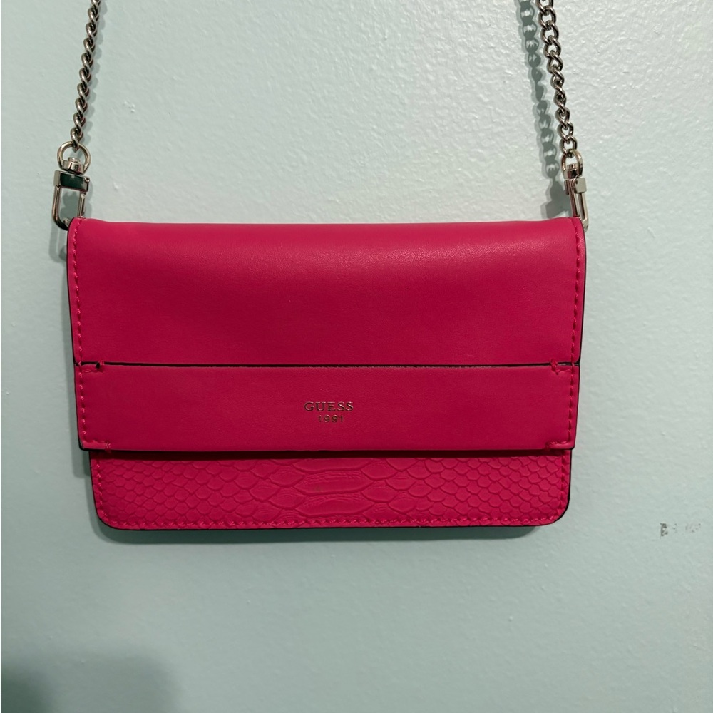 GUESS Fuchsia Clutch with Chain Strap